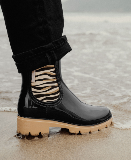 Bottines de pluie femme NOURA NOIR ZEBRE