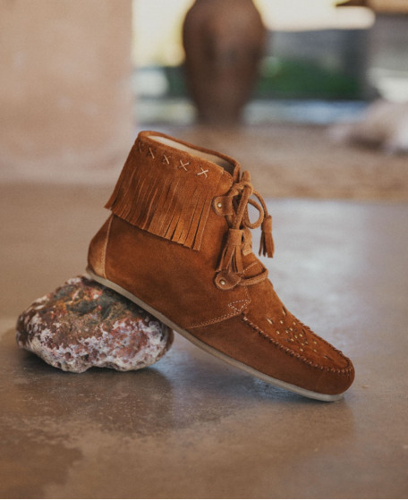 ZONKA bottines à franges femme en cuir | Les Tropeziennes par M.Belarbi | élégance intemporelle