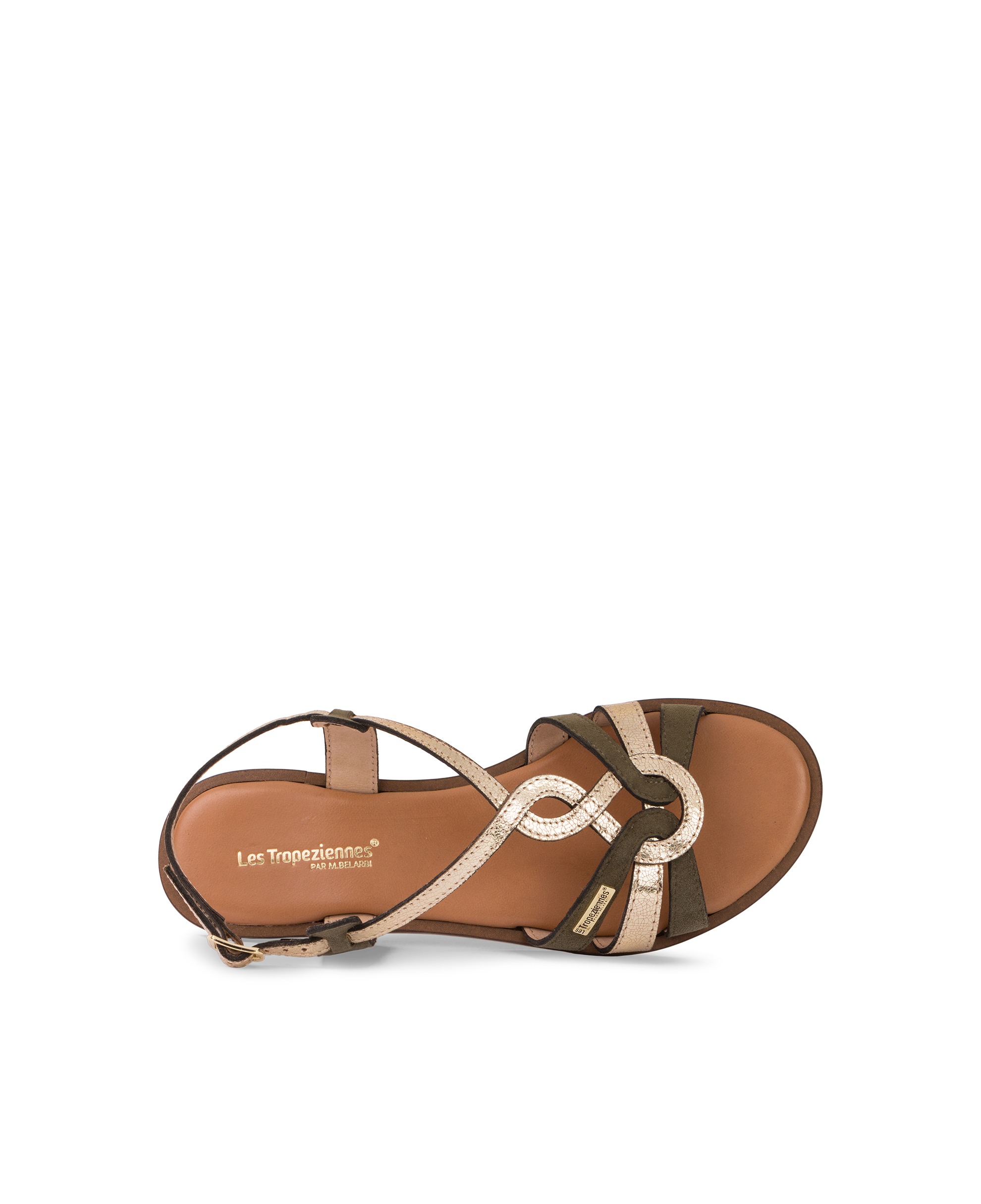 Habby Rye HABBY sandales plates femme en cuir KAKI OR | Les Tropeziennes par M ...