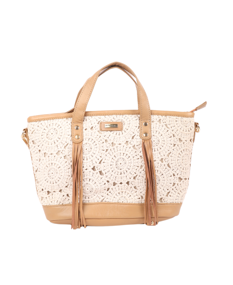 Sac cabas ANTIBES beige effet crochet | Les Tropeziennes par M.Belarbi