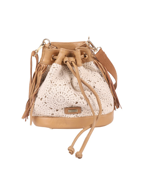 Sac seau ANTIBES beige effet crochet | Les Tropeziennes par M.Belarbi