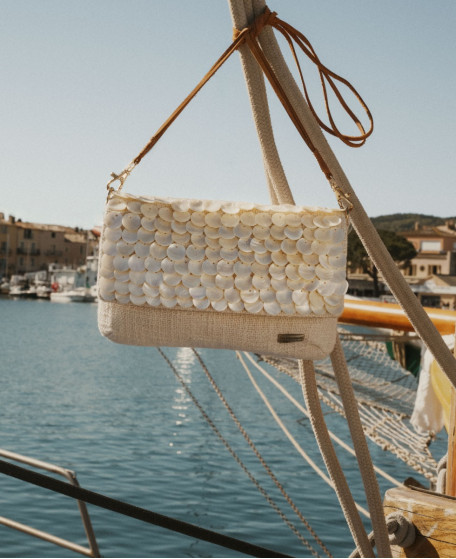 Pochette CALANQUES beige sequins | Les Tropeziennes par M.Belarbi