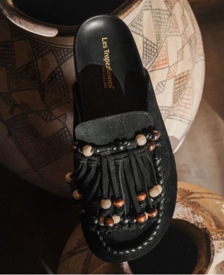 SCARPY – Women’s suede leather mules with tassels | Les Tropeziennes par M.Belarbi