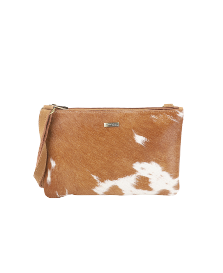 PHOENIX - Pochette effet vachette camel et blanc | Les Tropeziennes par M.Belarbi